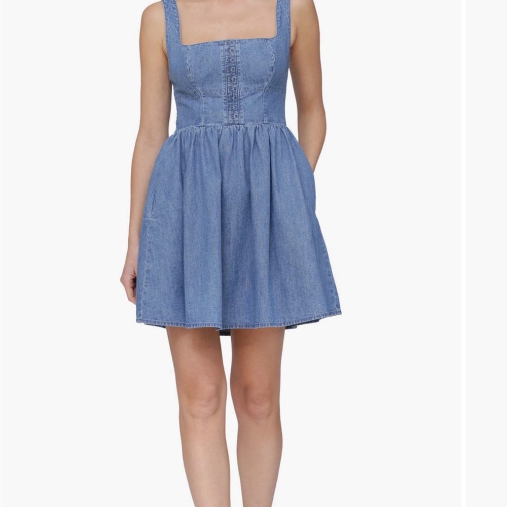 NWT Avec Les Filles Blue Denim Mini Dress